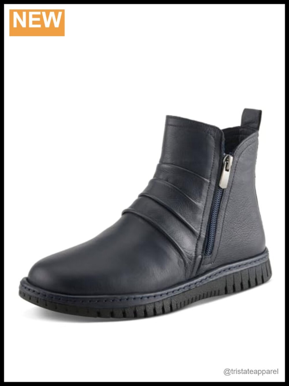 Leather Ankle Bootie with Zippers, 1-Inch Heel, Removable Insoles